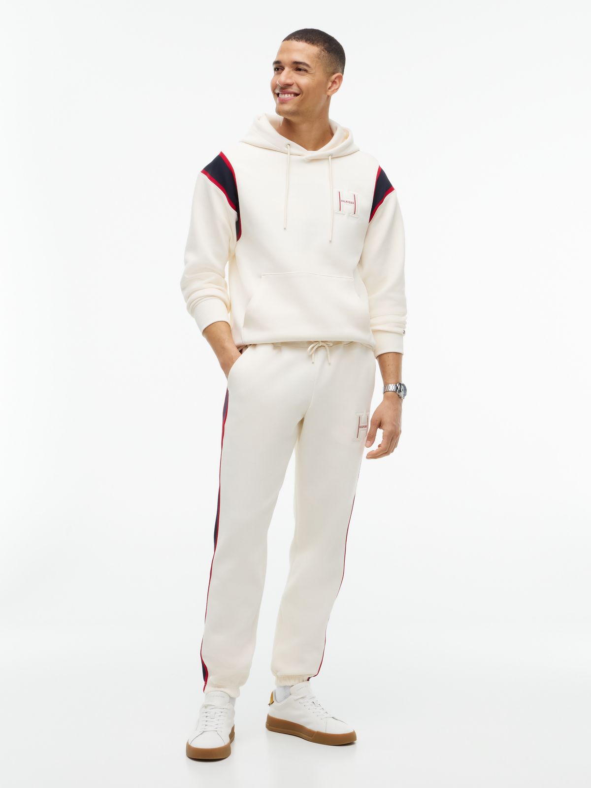 Varsity Logo Contrast Stripe Hoody — Yellow