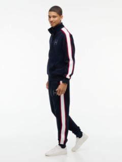 Contrast Stripe Pique Zip-Thru Sweatshirt — Blue 2