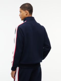 Contrast Stripe Pique Zip-Thru Sweatshirt — Blue 4