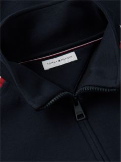 Contrast Stripe Pique Zip-Thru Sweatshirt — Blue 6
