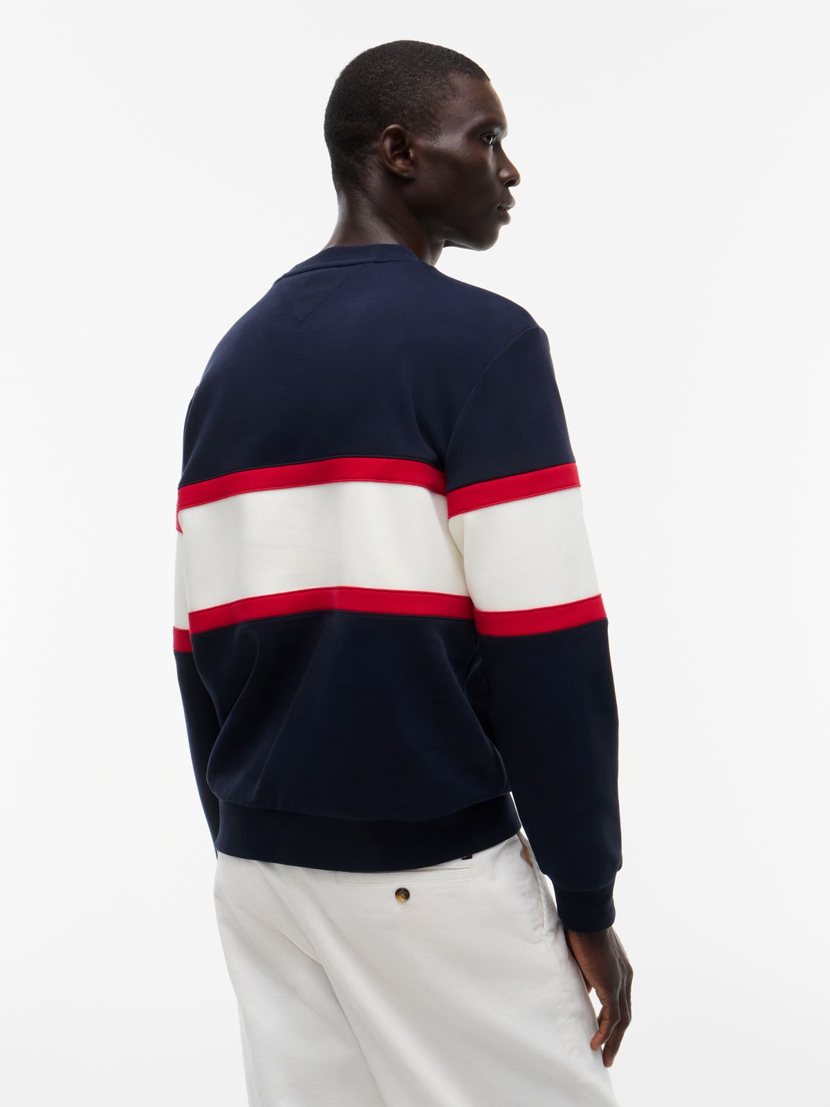 Colour-Blocked Intecho Knit Sweatshirt — Blue