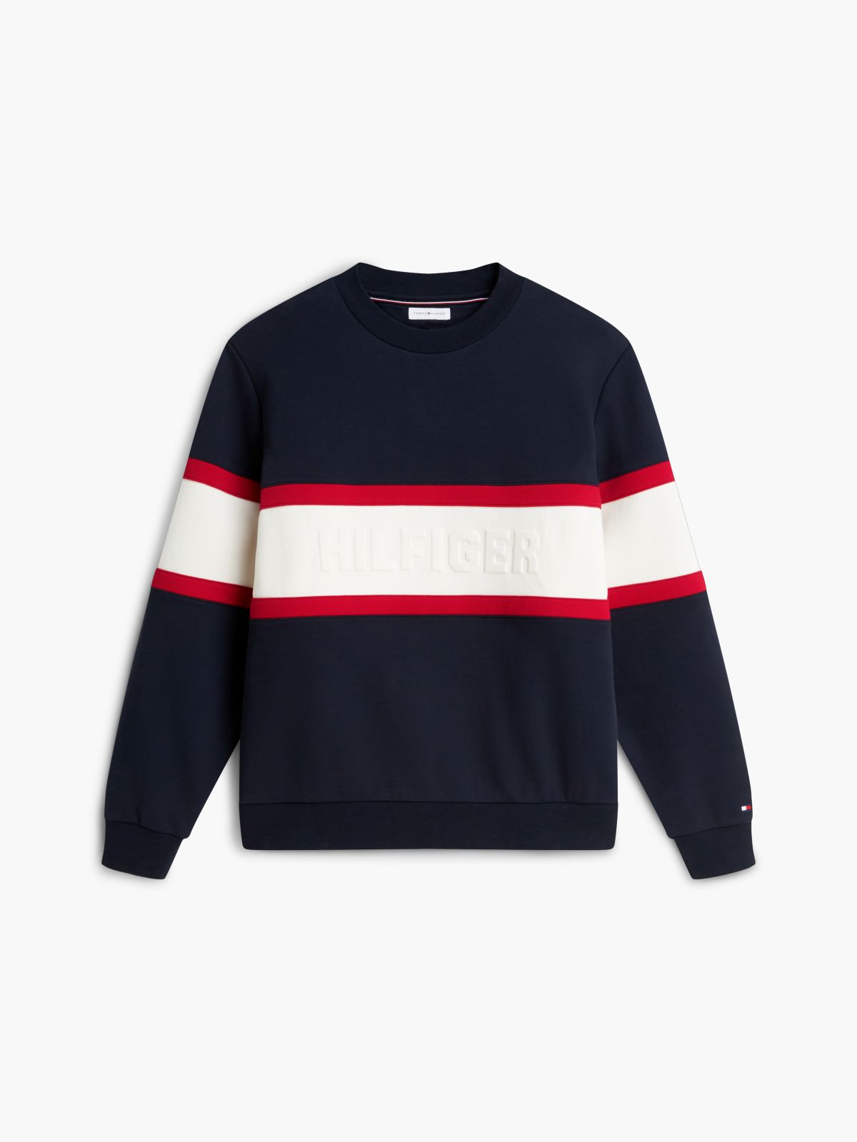 Colour-Blocked Intecho Knit Sweatshirt — Blue