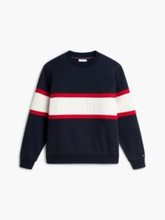 Colour-Blocked Intecho Knit Sweatshirt — Blue 5