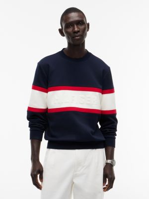 blue colour-blocked intecho knit sweatshirt for men tommy hilfiger