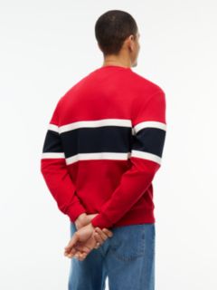 Colour-Blocked Intecho Knit Sweatshirt — Red 4