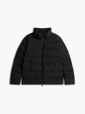 schwarz tech wattierte jacke mit kapuze für herren - tommy hilfiger