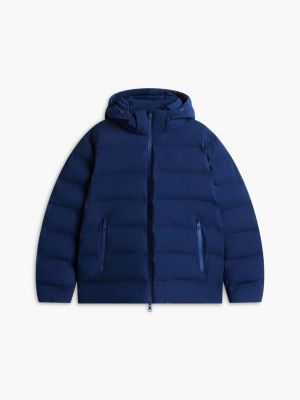 blau tech wattierte jacke mit kapuze für herren - tommy hilfiger