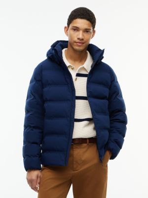 blue tech wattierte jacke mit kapuze für herren - tommy hilfiger