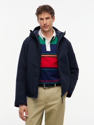 blue performance tech water repellent padded jacket for men tommy hilfiger