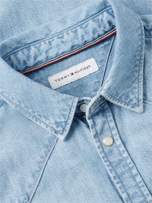 denim regular fit western denim shirt for men tommy hilfiger