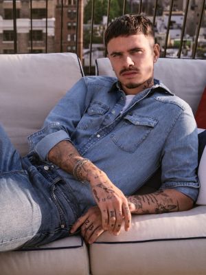 denim regular fit western denim shirt for men tommy hilfiger