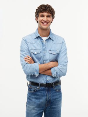 denim regular fit jeanshemd im western-stil für herren - tommy hilfiger