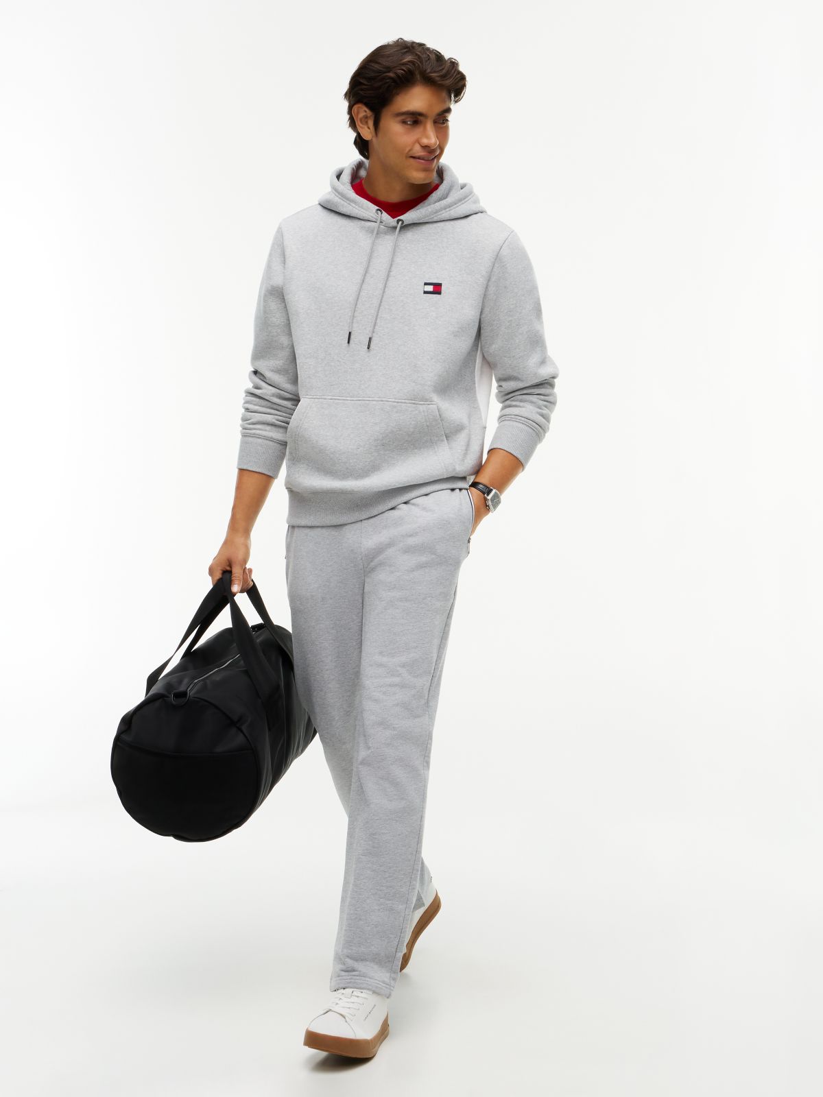 Global Stripe Pocket Terry Joggers — Grey
