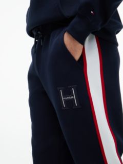 Logo Stripe Pique Cuffed Joggers — Blue 3