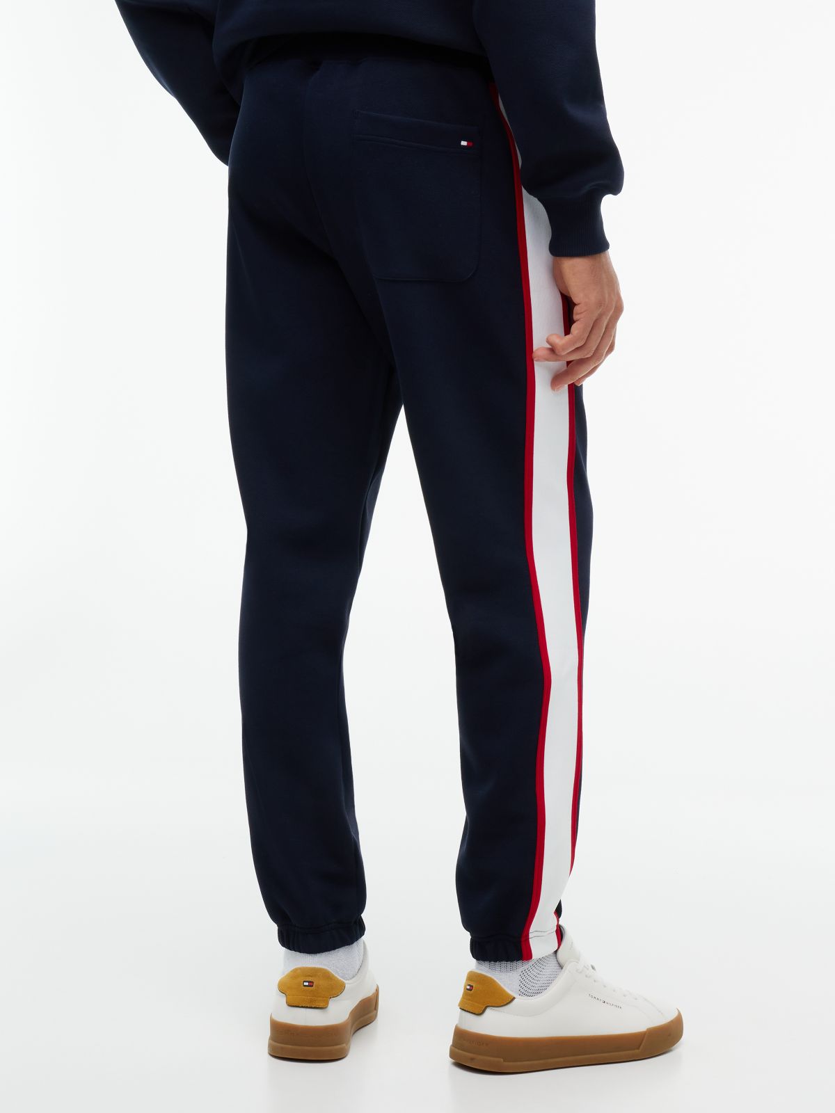 Logo Stripe Pique Cuffed Joggers — Blue