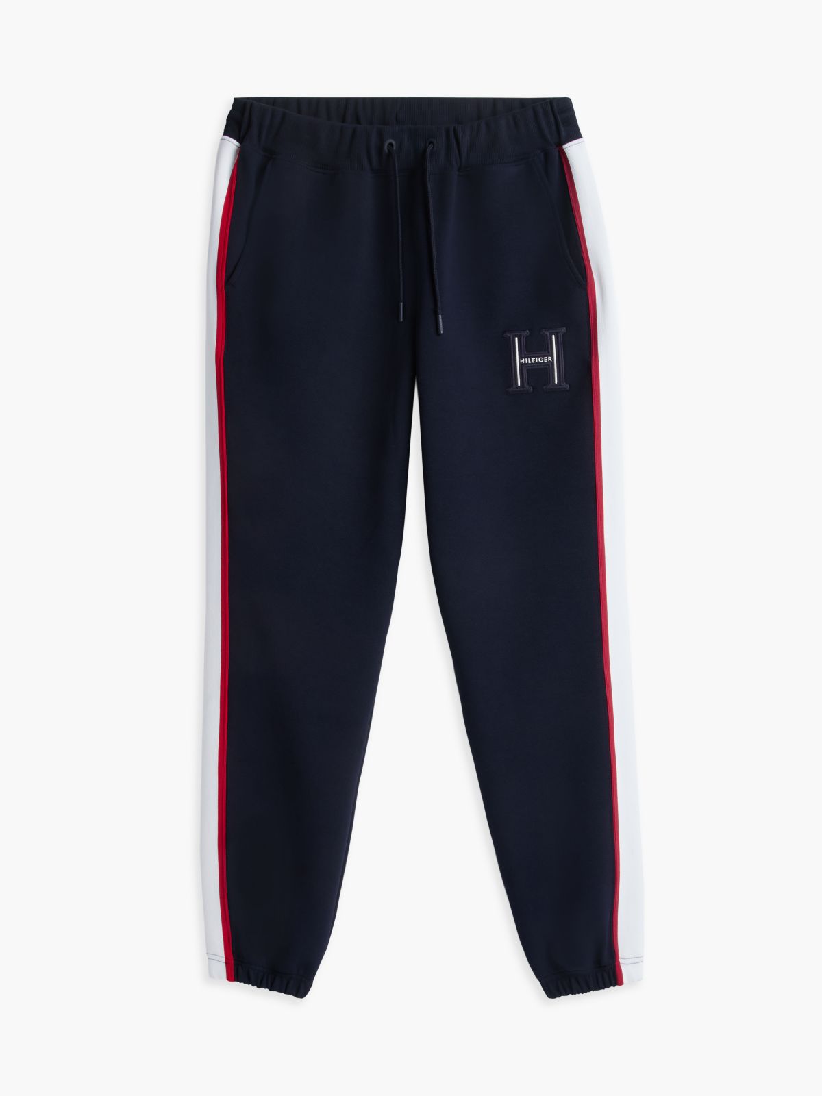 Logo Stripe Pique Cuffed Joggers — Blue