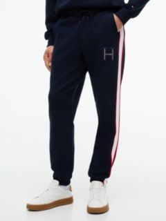 Logo Stripe Pique Cuffed Joggers — Blue 1