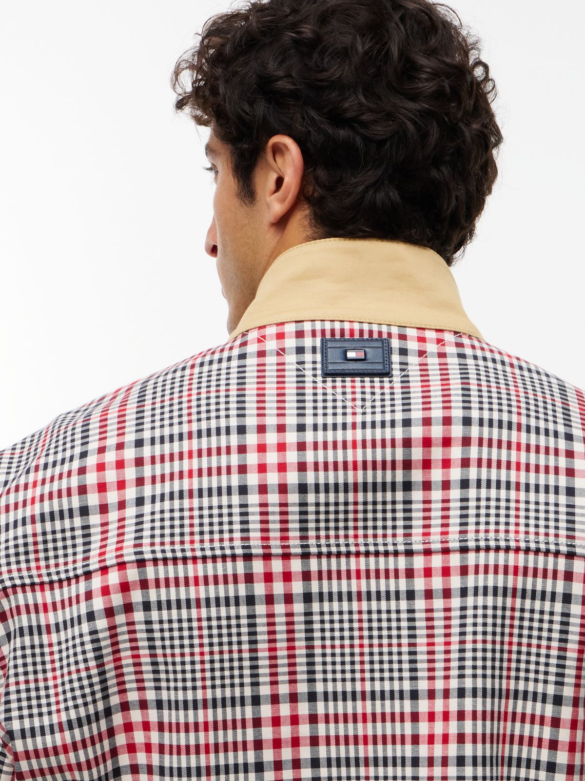 New York Label Check Relaxed Jacket — Red