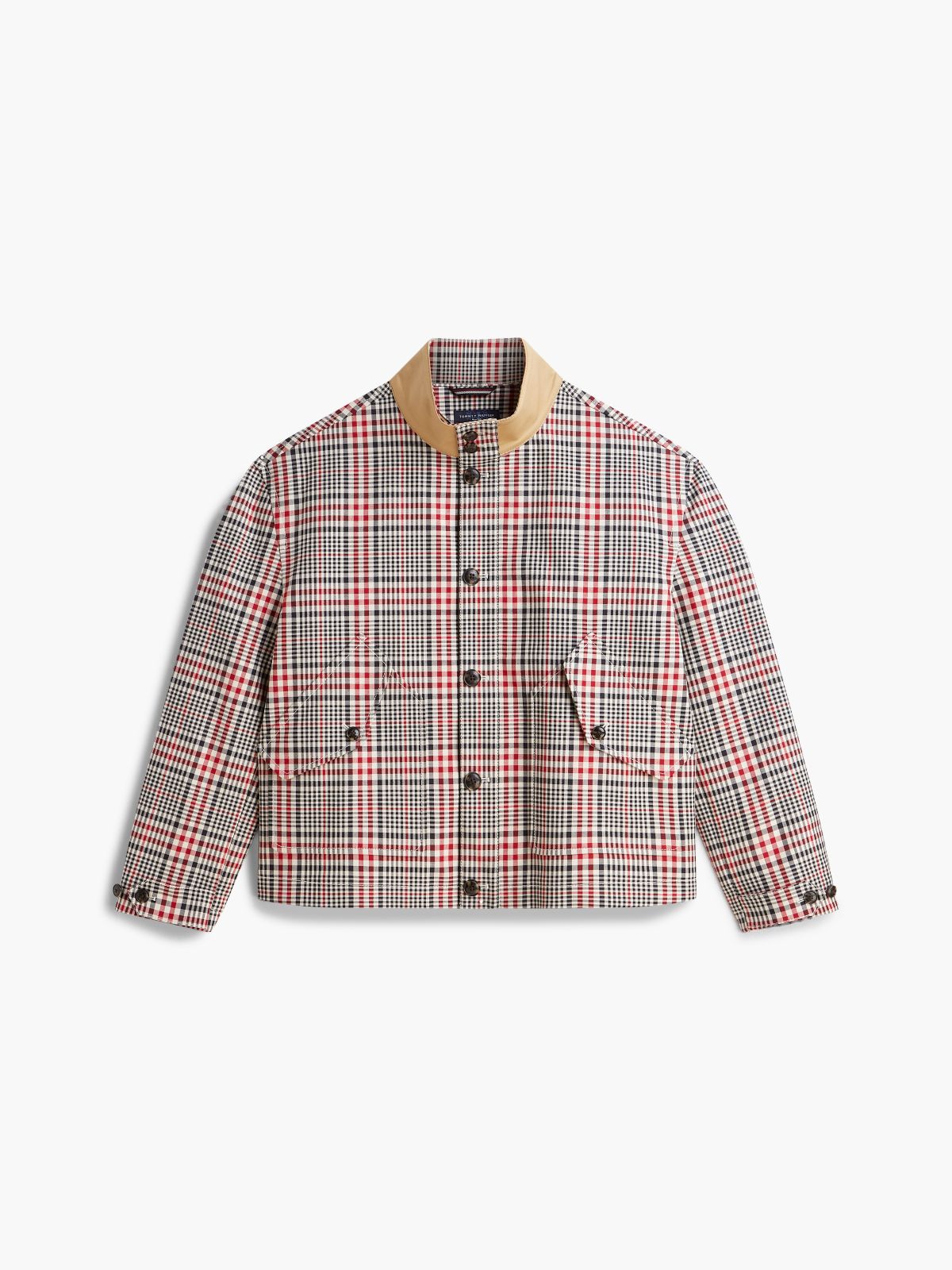 New York Label Check Relaxed Jacket — Red