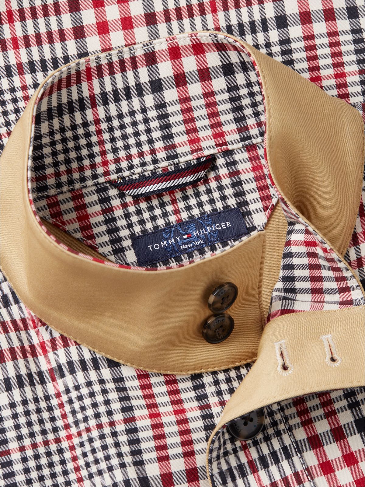 New York Label Check Relaxed Jacket — Red