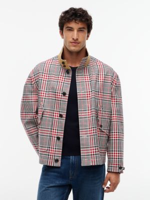 red new york label check relaxed jacket for men tommy hilfiger