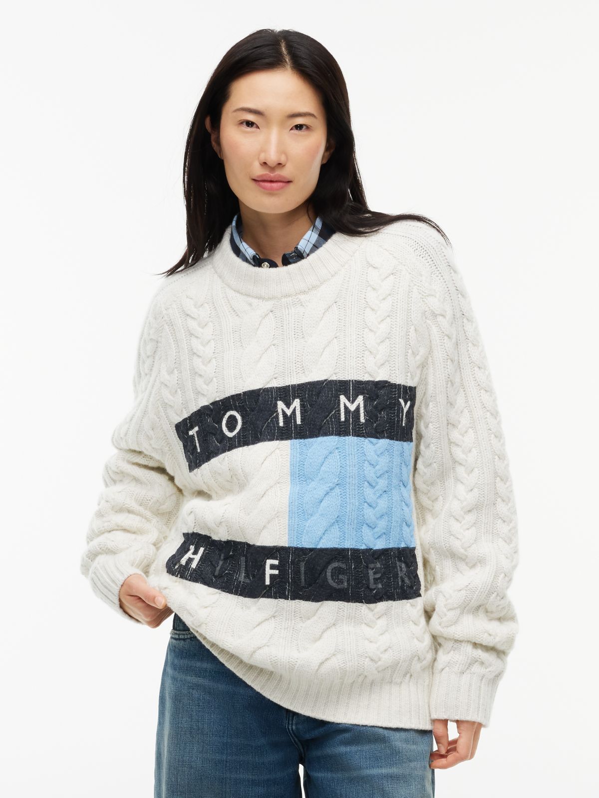 Tommy Hilfiger x FRGMT Relaxed Cable Knit Jumper — White