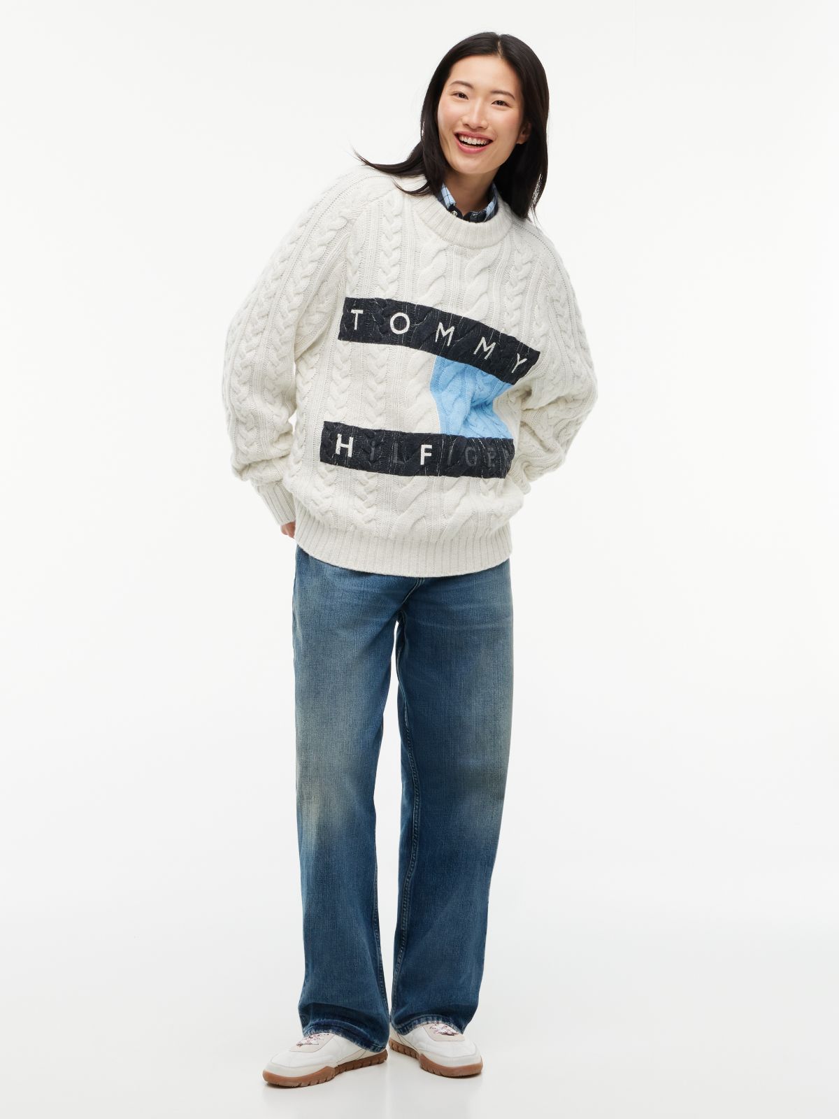 Tommy Hilfiger x FRGMT Relaxed Cable Knit Jumper — White