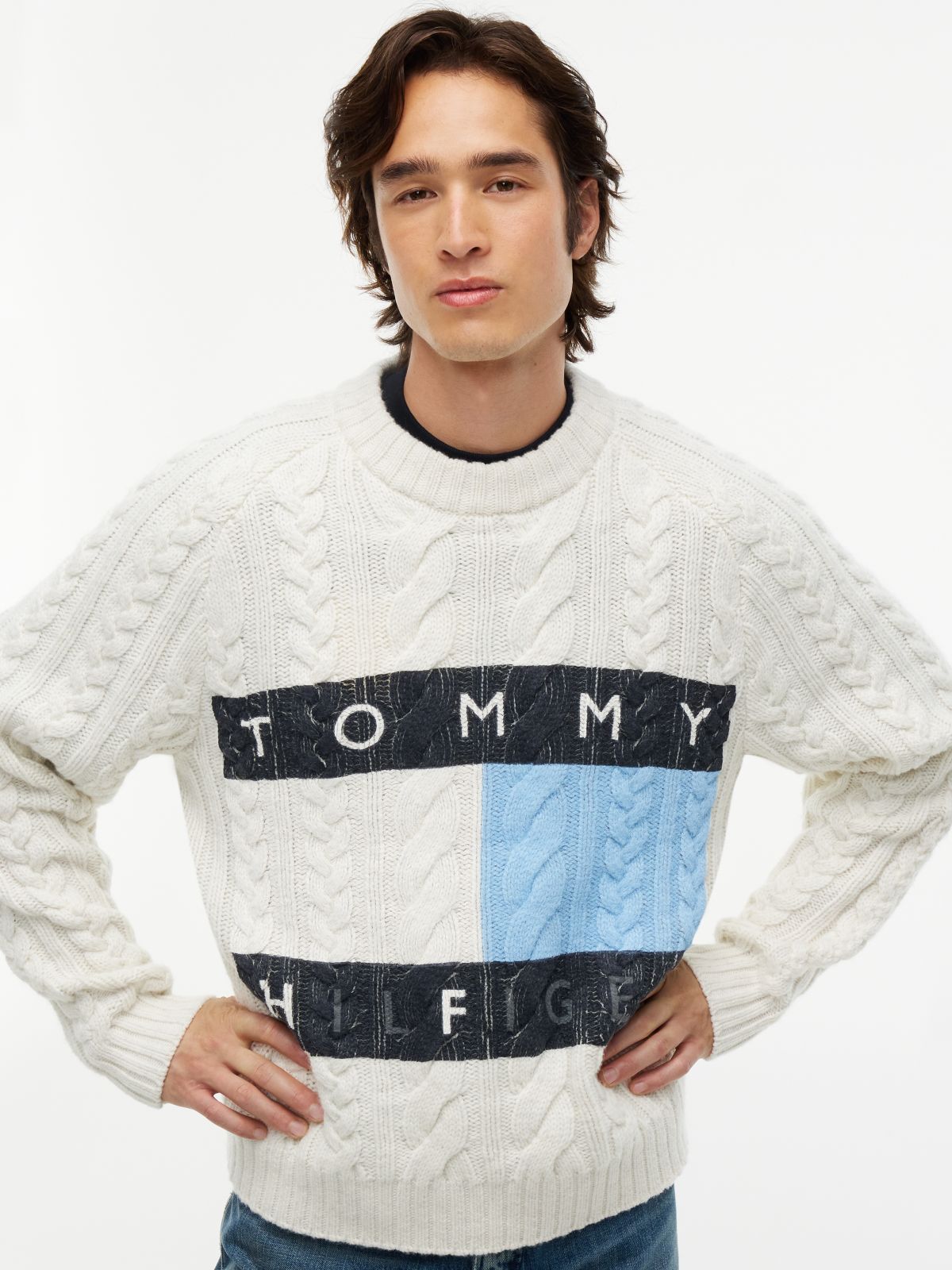 Tommy Hilfiger x FRGMT Relaxed Cable Knit Jumper — White