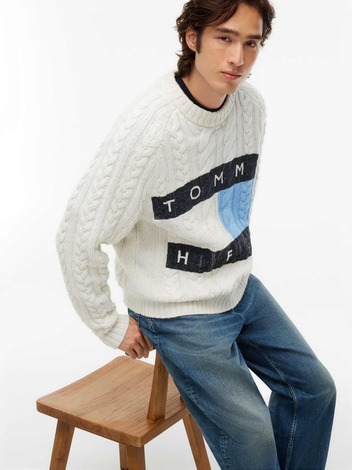 Tommy Hilfiger x FRGMT Relaxed Cable Knit Jumper — White