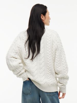 white tommy hilfiger x frgmt relaxed cable knit jumper for men tommy hilfiger