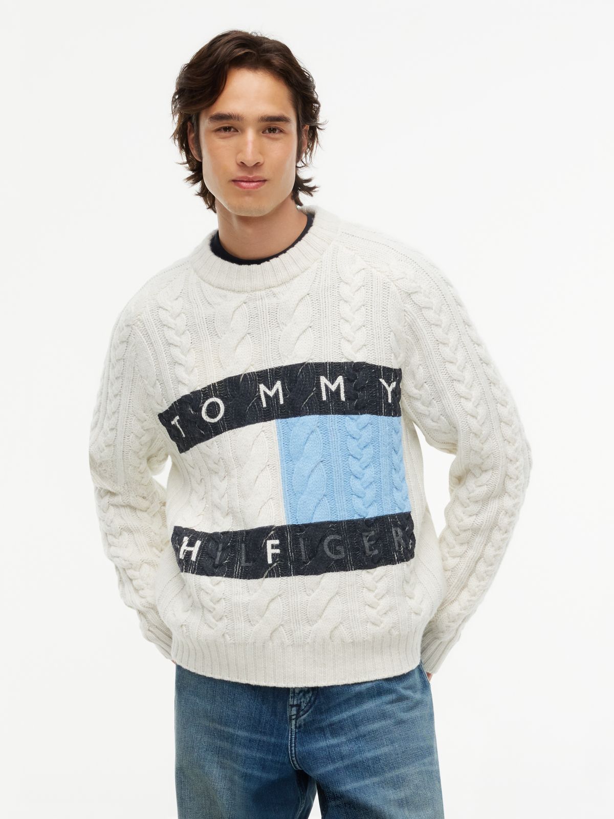 Tommy Hilfiger x FRGMT Relaxed Cable Knit Jumper — White