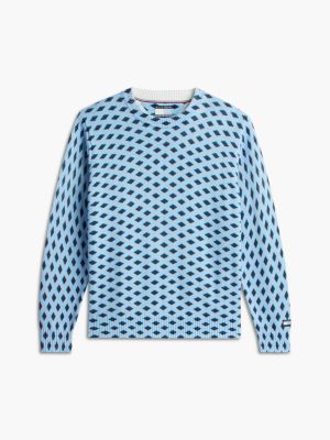 blauw tommy hilfiger x frgmt diamantgeruite trui voor heren - tommy hilfiger