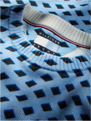 blauw tommy hilfiger x frgmt diamantgeruite trui voor heren - tommy hilfiger