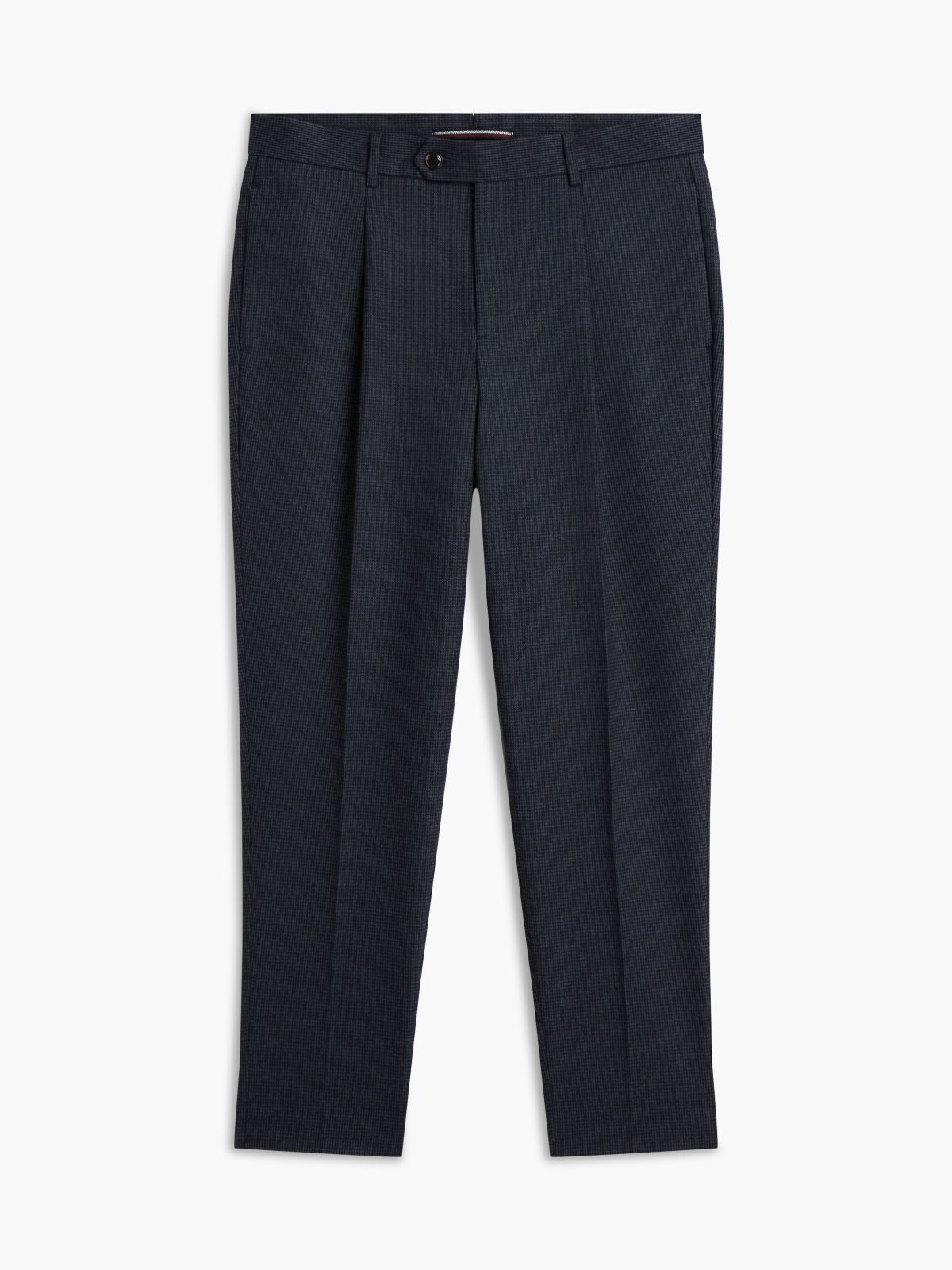 New York Label Pattern Tapered Trousers — Blue