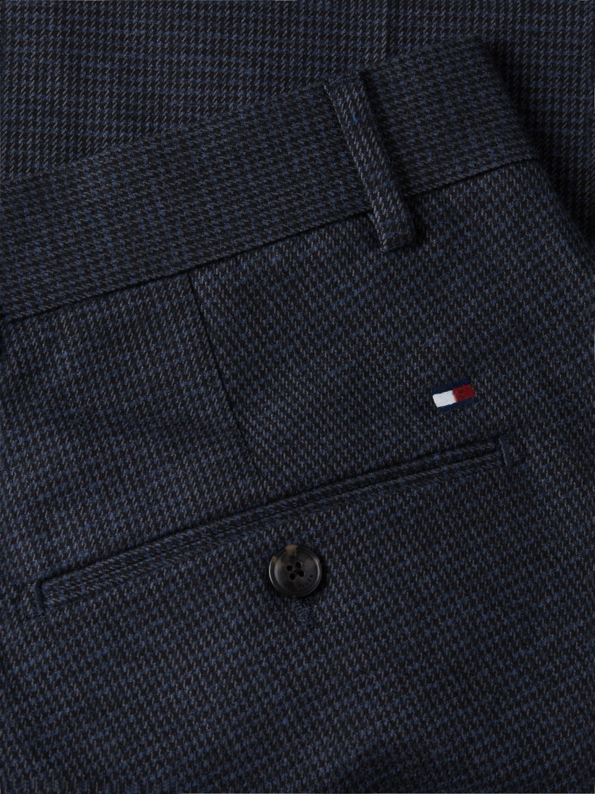 New York Label Pattern Tapered Trousers — Blue