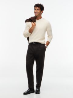 New York Label Pattern Tapered Trousers — Brown 2