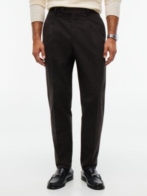 brown new york label pattern tapered trousers for men tommy hilfiger