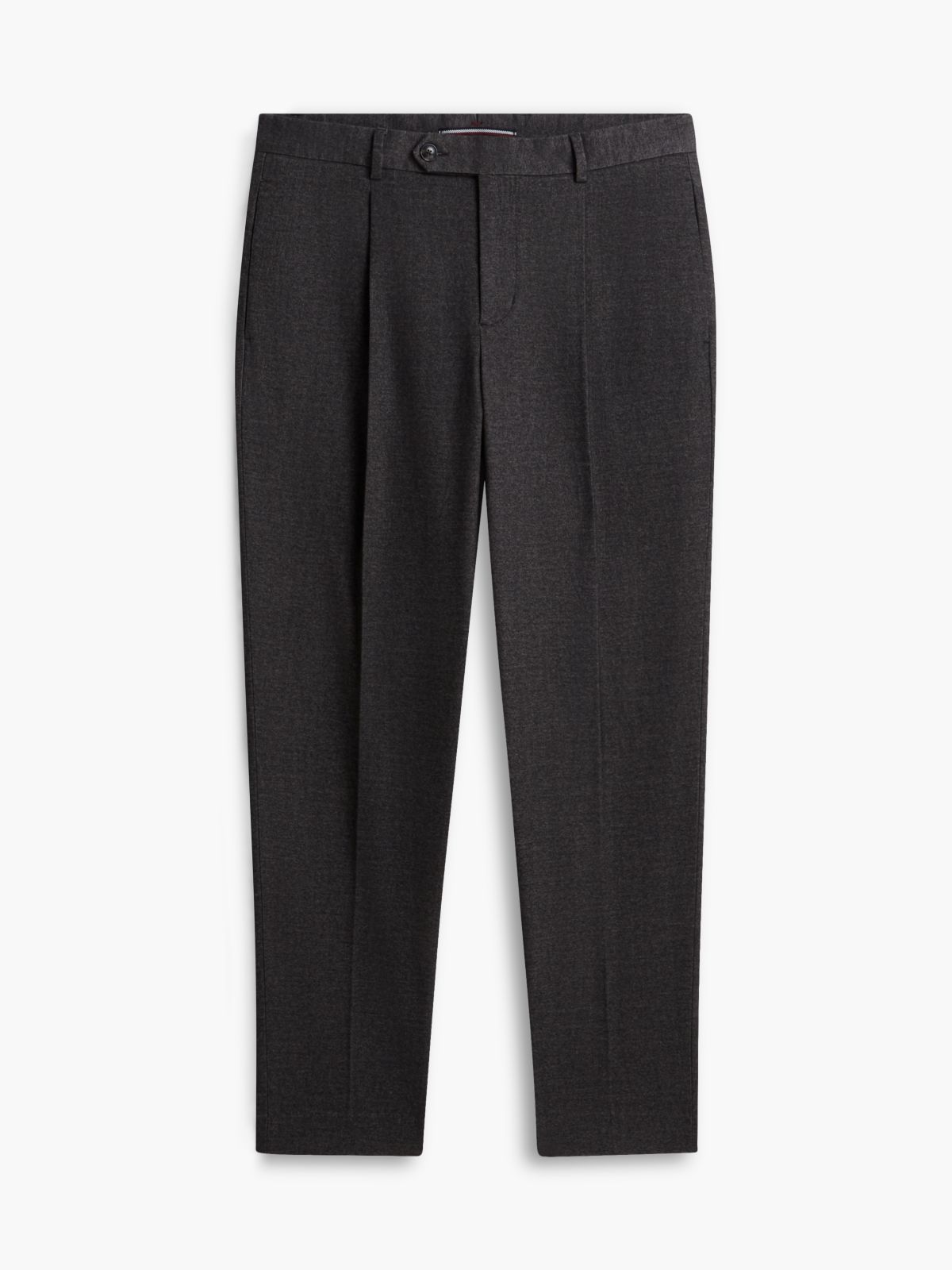 New York Label Brushed Tapered Trousers — Black