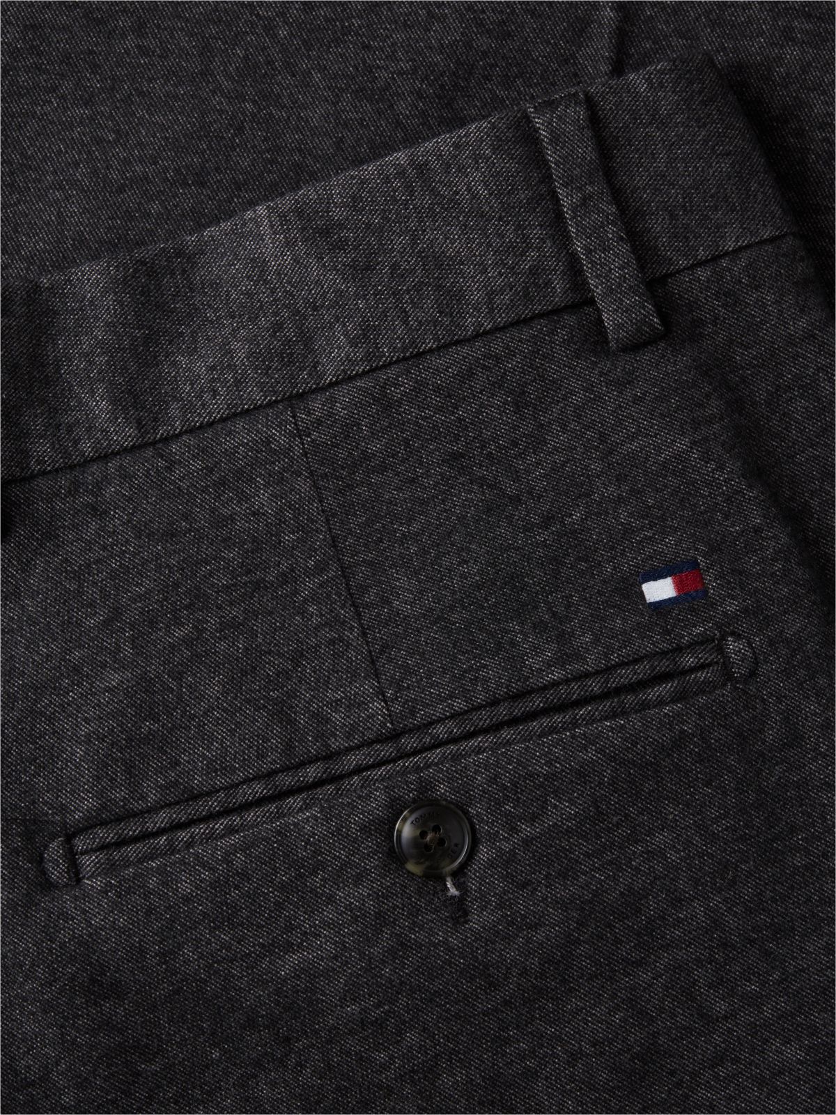 New York Label Brushed Tapered Trousers — Black