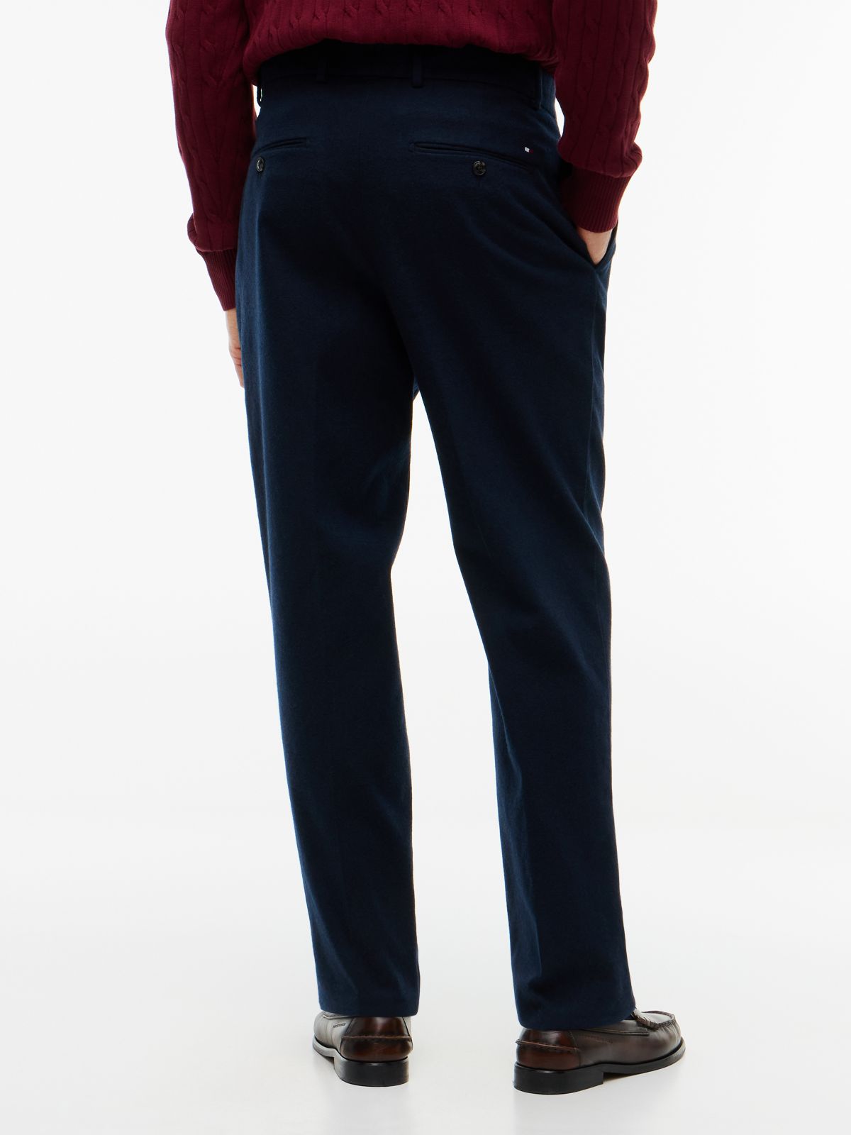 New York Label Brushed Tapered Trousers — Blue