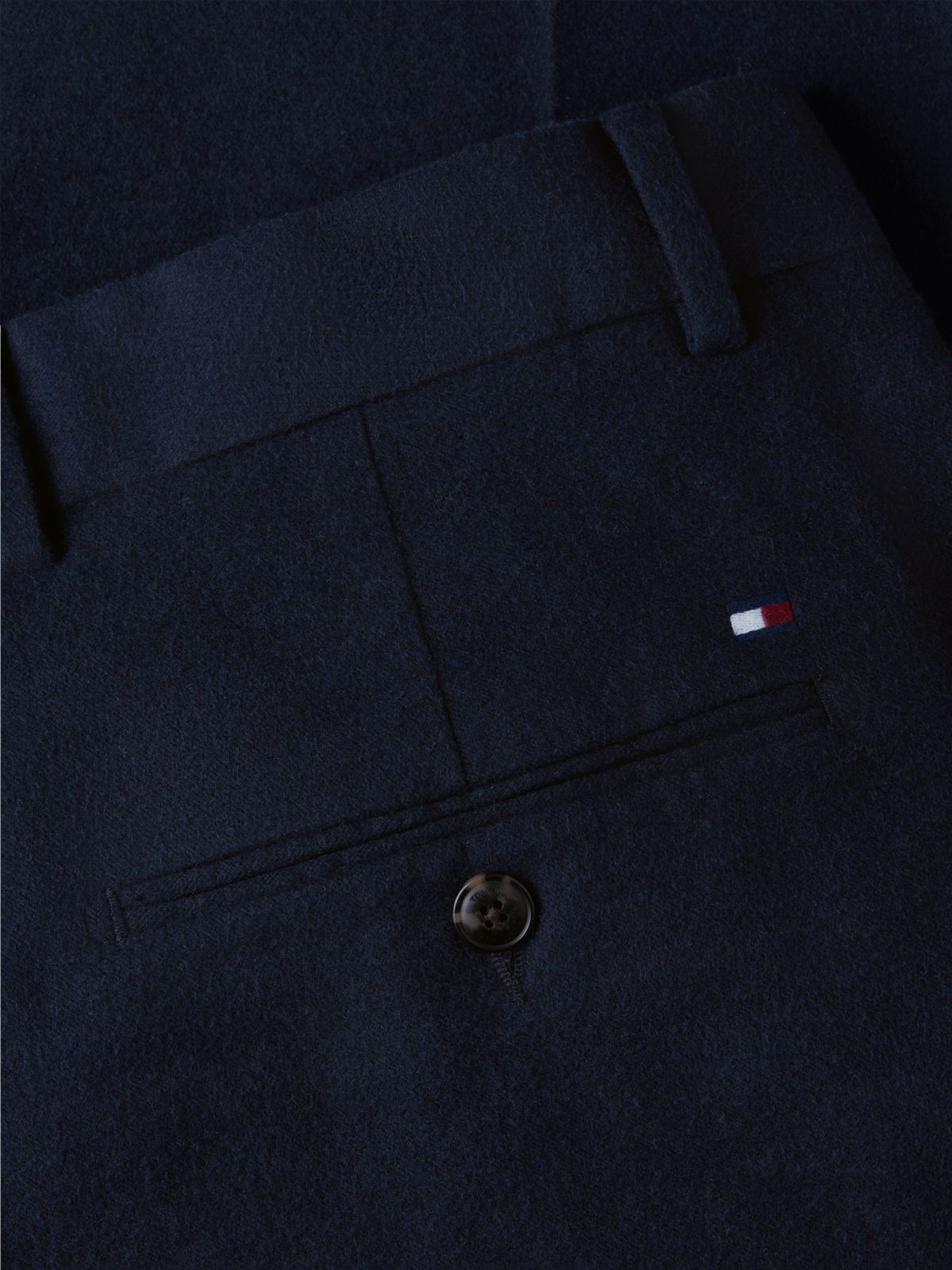 New York Label Brushed Tapered Trousers — Blue