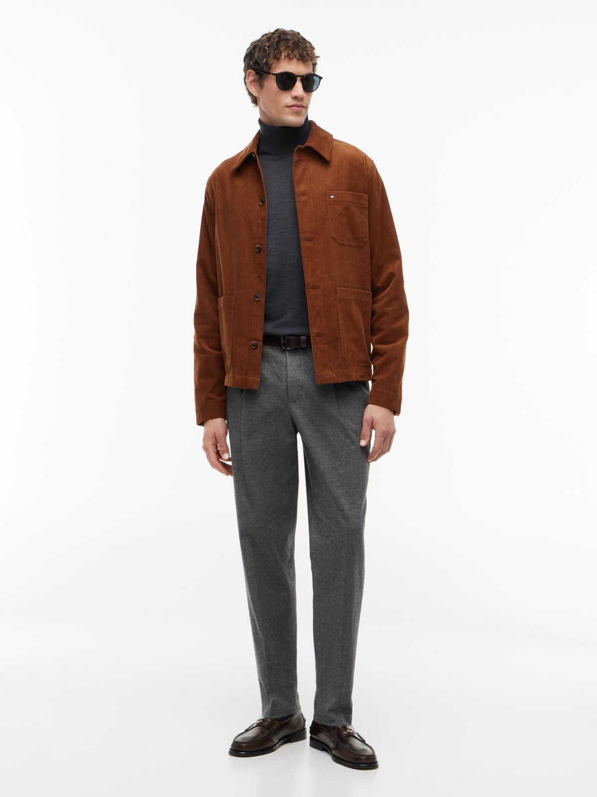 New York Label Brushed Tapered Trousers — Grey