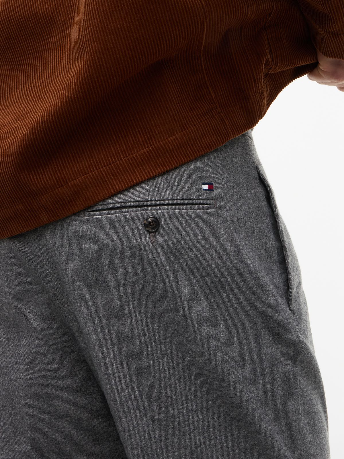 New York Label Brushed Tapered Trousers — Grey