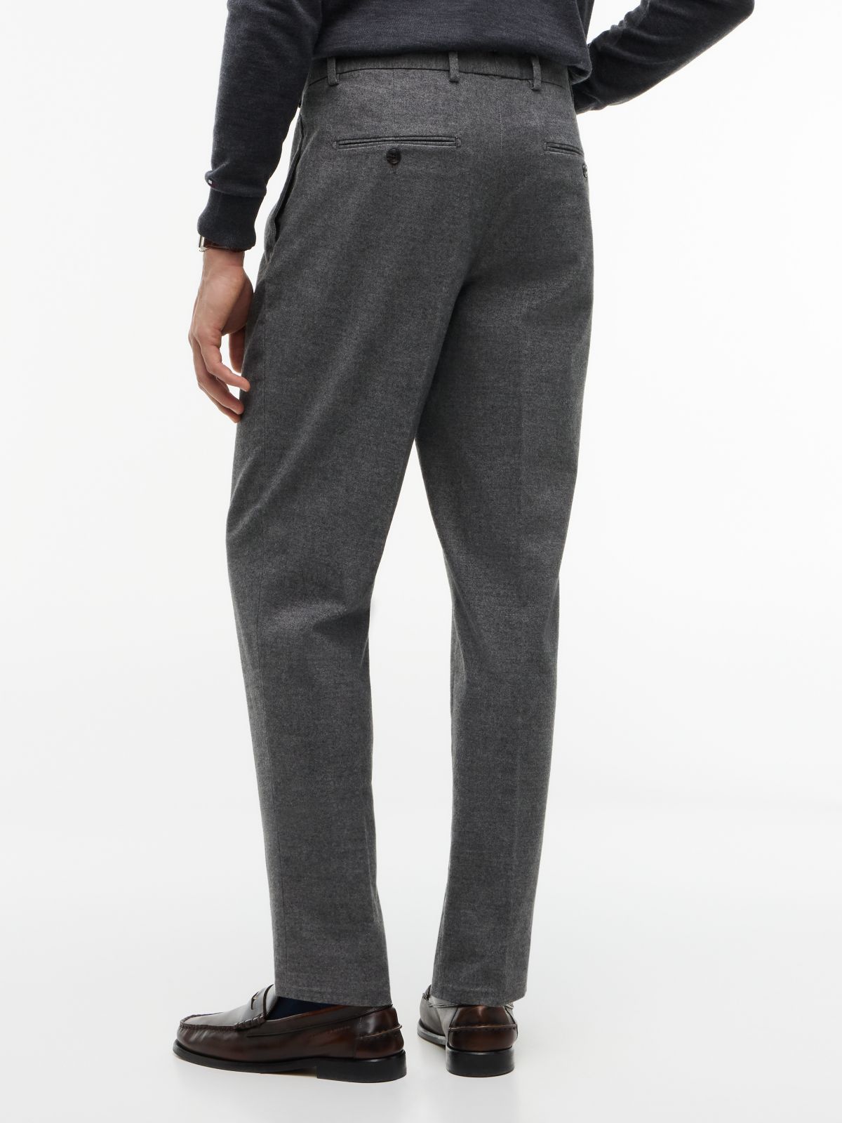 New York Label Brushed Tapered Trousers — Grey