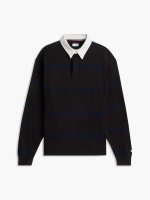 black fragment stripe rugby for men tommy hilfiger