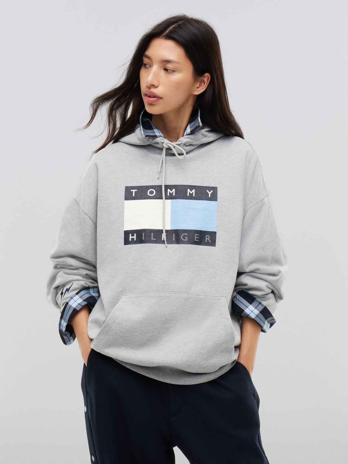 Tommy Hilfiger x FRGMT Relaxed Drawstring Hoody — Grey