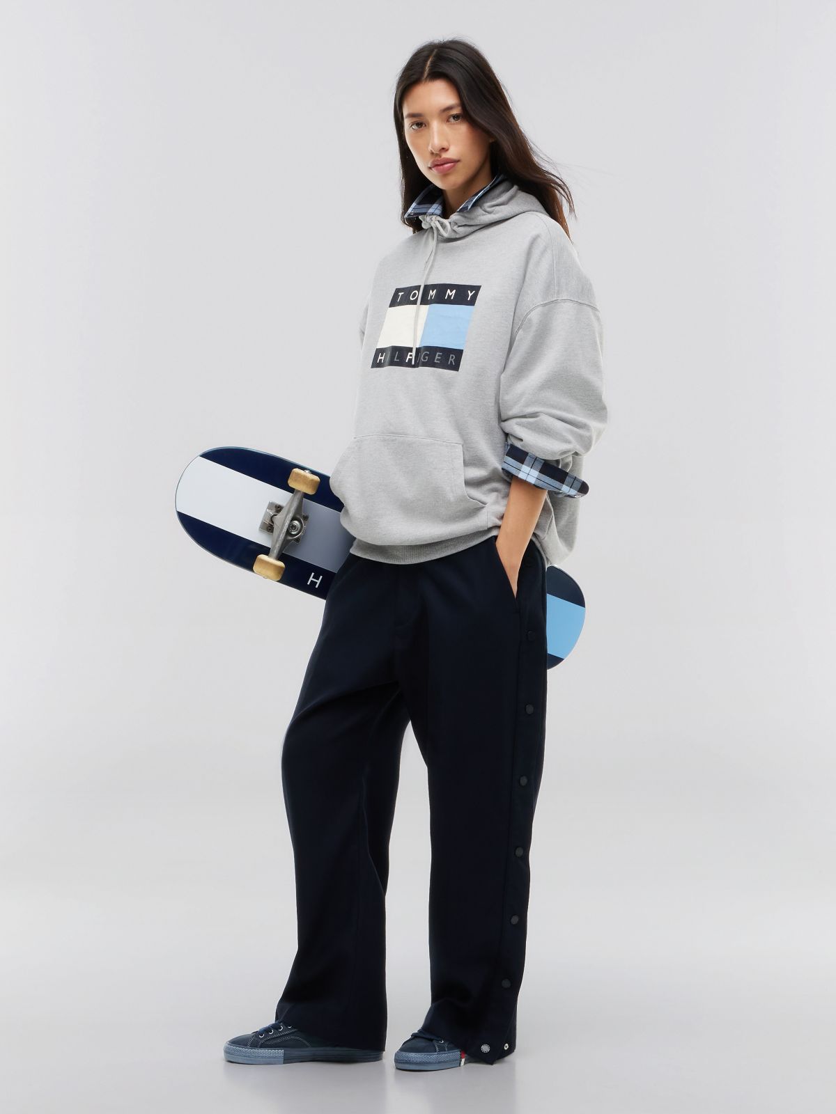 Tommy Hilfiger x FRGMT Relaxed Drawstring Hoody — Grey