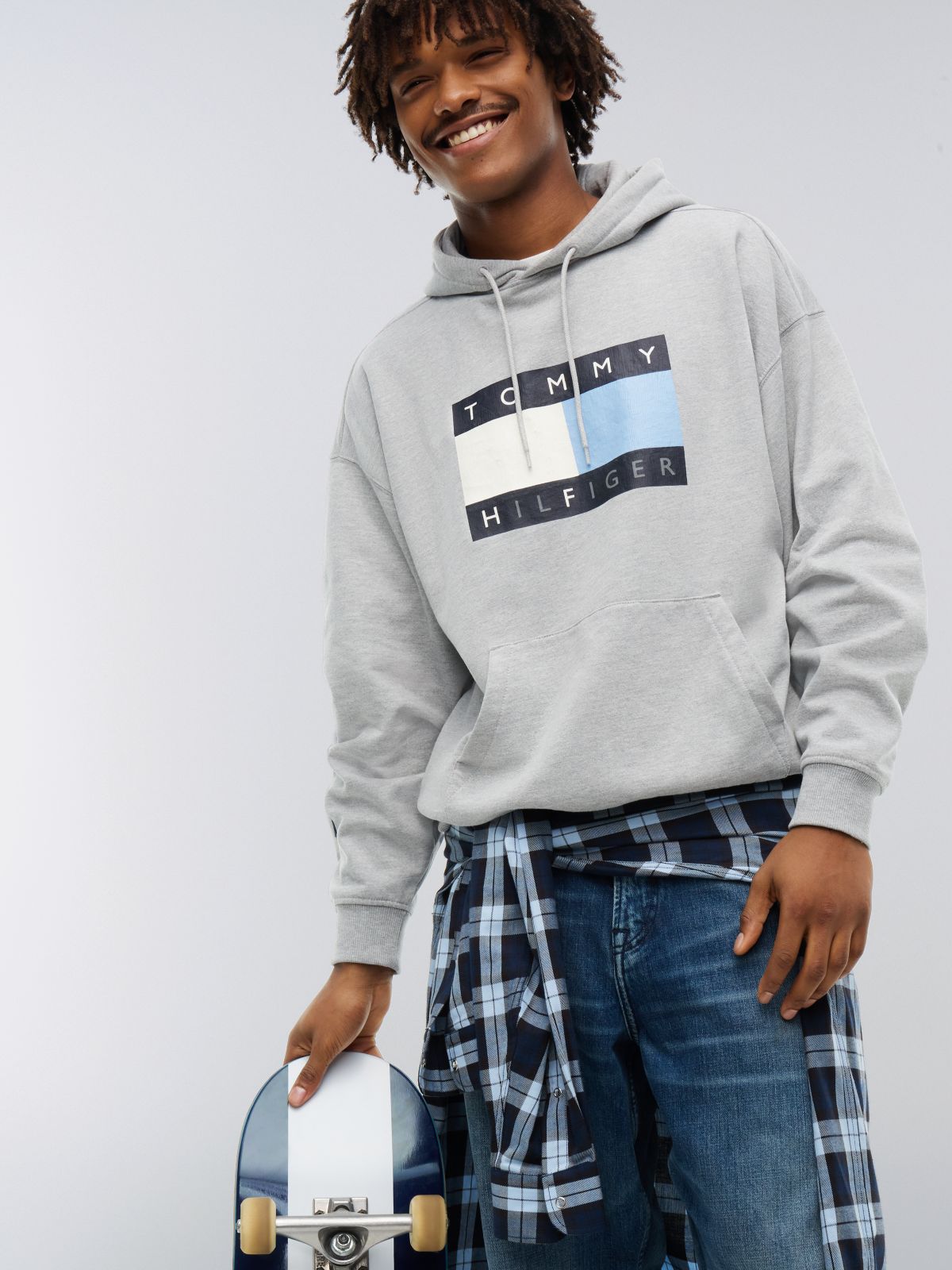 Tommy Hilfiger x FRGMT Relaxed Drawstring Hoody — Grey
