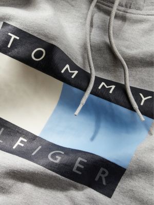 grey fragment washed flag hoodie for men tommy hilfiger