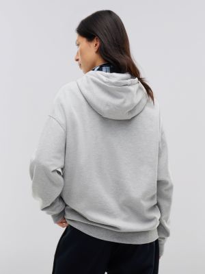 grey tommy hilfiger x frgmt relaxed drawstring hoody for men tommy hilfiger